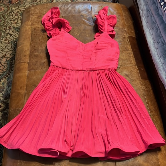 Amur Kitty Ruffle strap dress pink cabaret - Picture 7 of 9